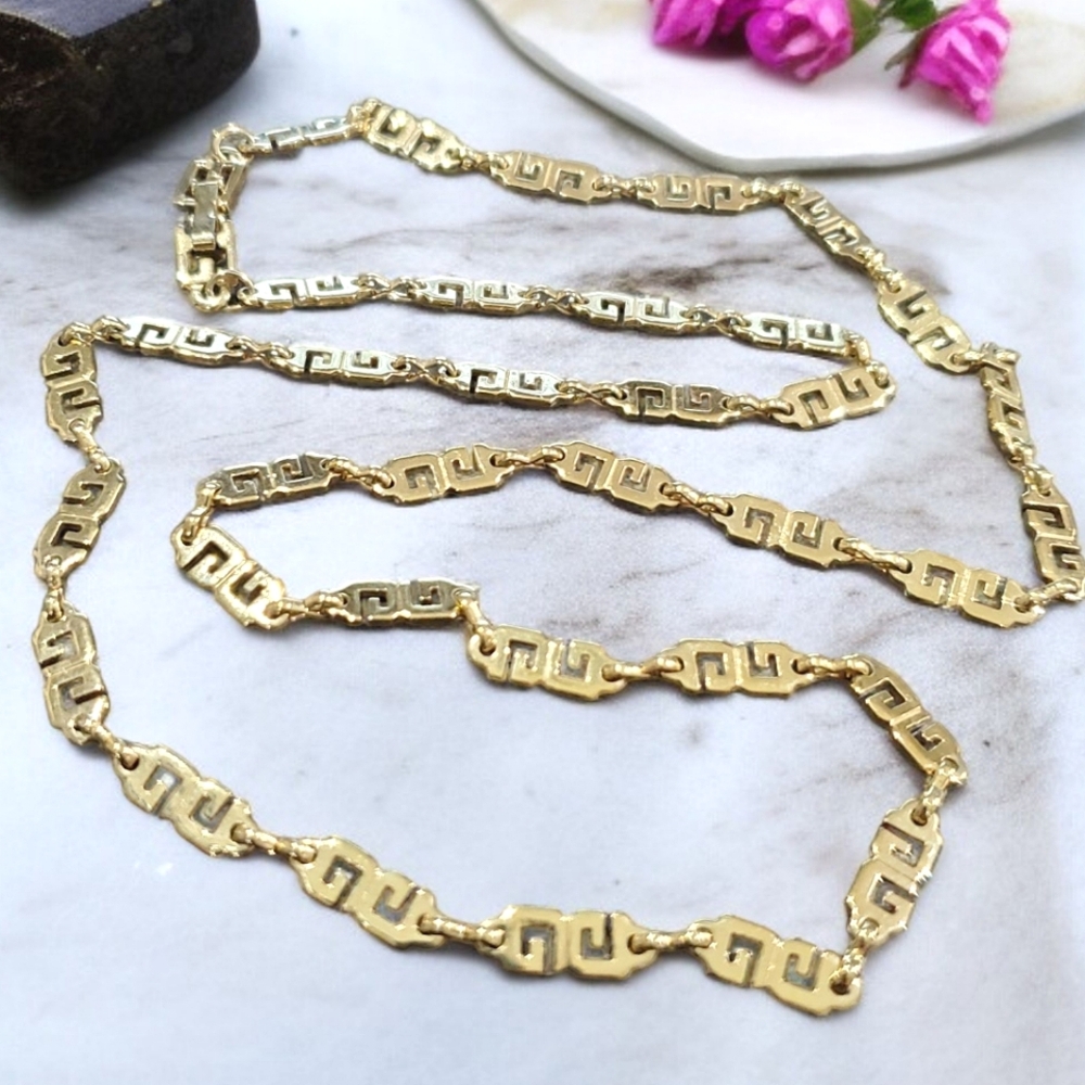 Vintage 1970's GIVENCHY Gold Plated Micro GG Logo 25" Necklace